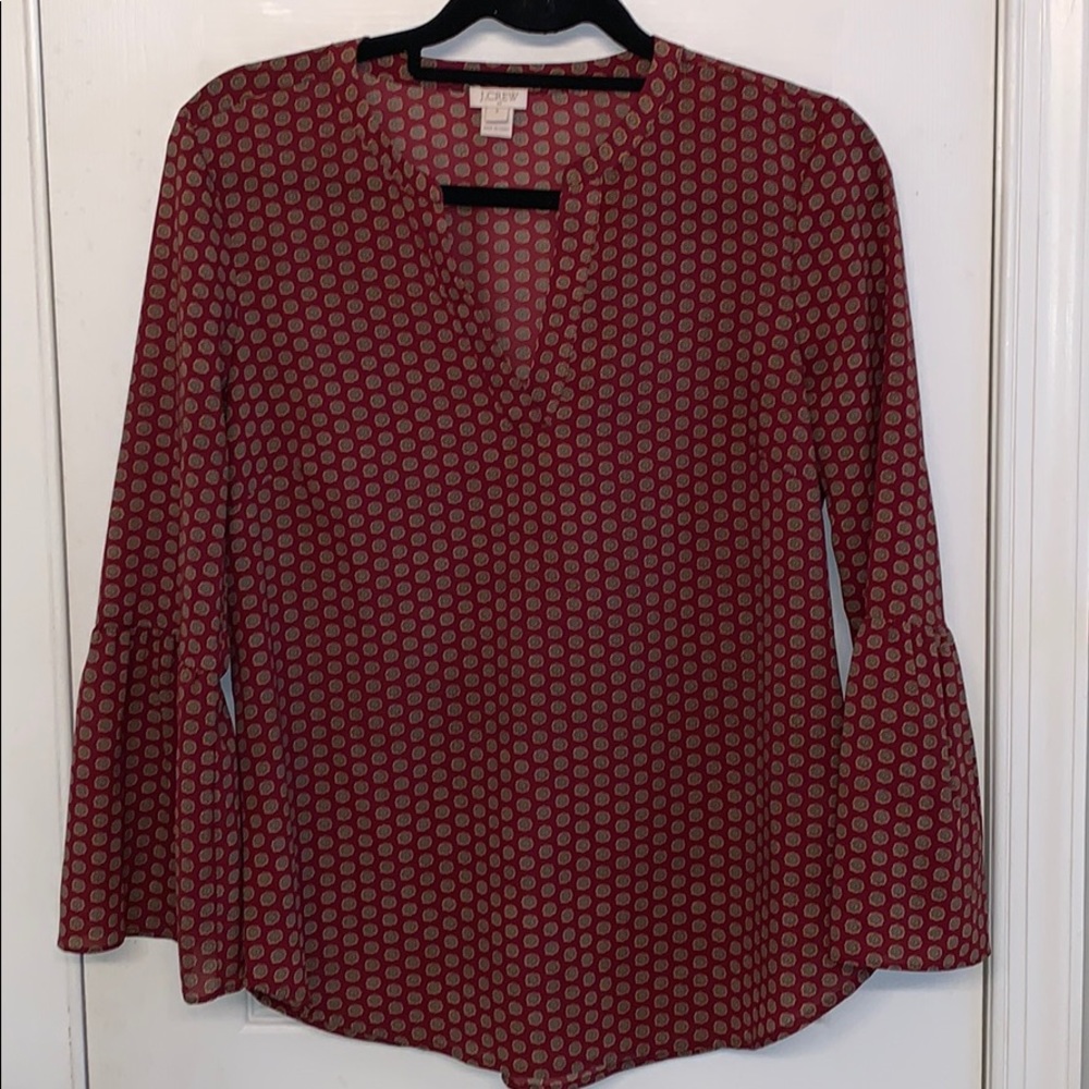 J. Crew bell sleeve blouse medallion S